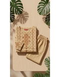 Anvita Mustard Yellow Pure Cotton Co-ord Set – Geometric Print Straight Kurta with Trousers