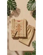 Anvita Mustard Yellow Pure Cotton Co-ord Set – Geometric Print Straight Kurta with Trousers