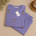 Revanta Lavender Malchanderi Straight Kurta Co-ord Set – Floral Embroidery & Inner Lining – Elegant Festive Wear
