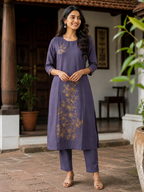 Revanta Aline Malchandheri  Co-ord Set  -Golden Floral Embroidery and Sleeve Detailing