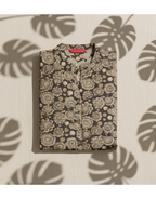 Anvita Brown Floral Print A-Line Kurta – Elegant Mandarin Collar Ethnic Daily Wear