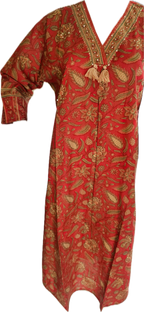 Revanta Rust Ethnic Floral Printed Kurta with Tassel Neckline
