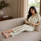 Revanta Women’s Olive Green Soft Printed Night Suit – Comfortable Lounge & Sleepwear Set