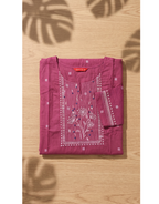 Anvita Dark Pink Cotton Slub Kurta – Elegant Printed Yoke & Delicate Butti Motifs