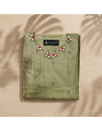 Revanta Green Mul Chanderi Co-ord Set – Embroidered A-Line Kurta with Pants