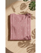 Mauve Semi-Jute Straight Kurta – Delicate Scattered Embroidery Daily Wear