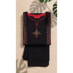 Anvita Jet Black Cotton Straight-Cut Kurta Set – Geometric Digital Print & Palazzo