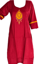 Revanta Maroon Cotton Printed Straight Kurta round neck