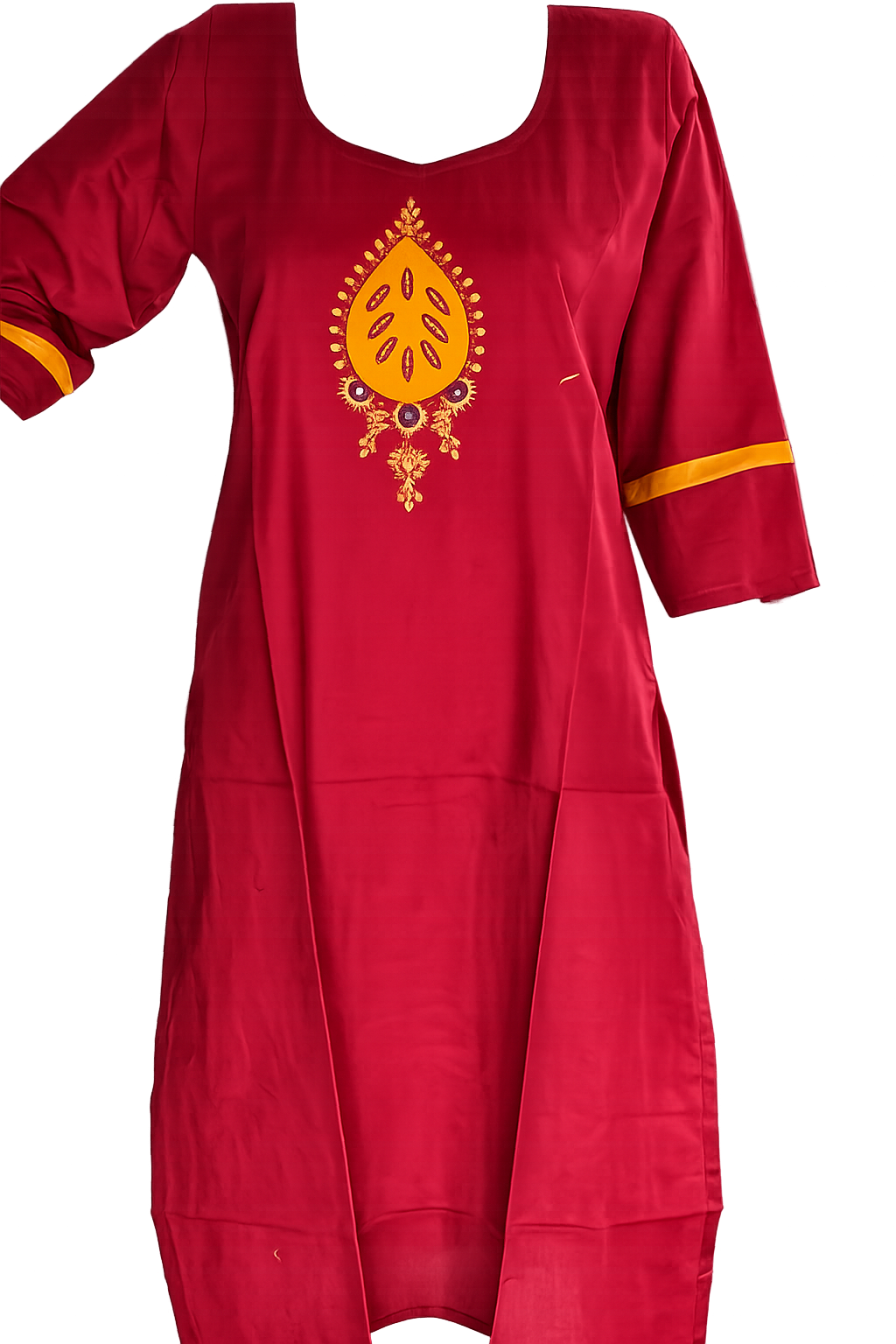 Revanta Maroon Cotton Printed Straight Kurta round neck