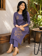 Revanta Aline Malchandheri  Co-ord Set  -Golden Floral Embroidery and Sleeve Detailing