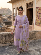 Anaya by Anvita Lavender Cotton  Embroidered  Kurta Set with Dupata
