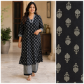 Anvita Black Printed A-Line Kurta Co-Ord Set with Contrast Patterned Palazzos
