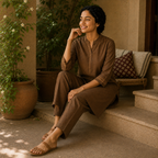 Anvita Chocolate Brown Cotton Kurta & Pant Set
