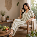 Revanta Women’s Olive Green Soft Printed Night Suit – Comfortable Lounge & Sleepwear Set