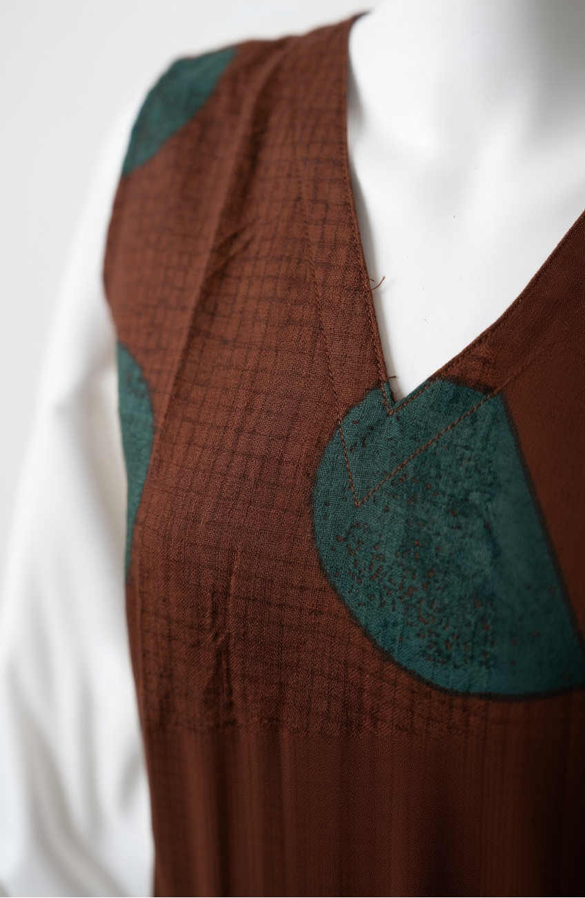 Chocolate Brown Oversized Polka Co-ord Set – Teal Dot Cotton Kurta Pant – Chic Sleeveless Daily Wear for Women