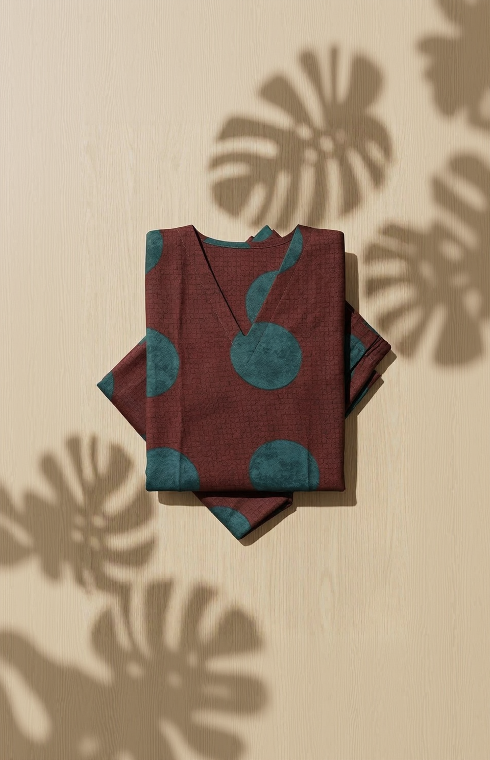 Chocolate Brown Oversized Polka Co-ord Set – Teal Dot Cotton Kurta Pant – Chic Sleeveless Daily Wear for Women
