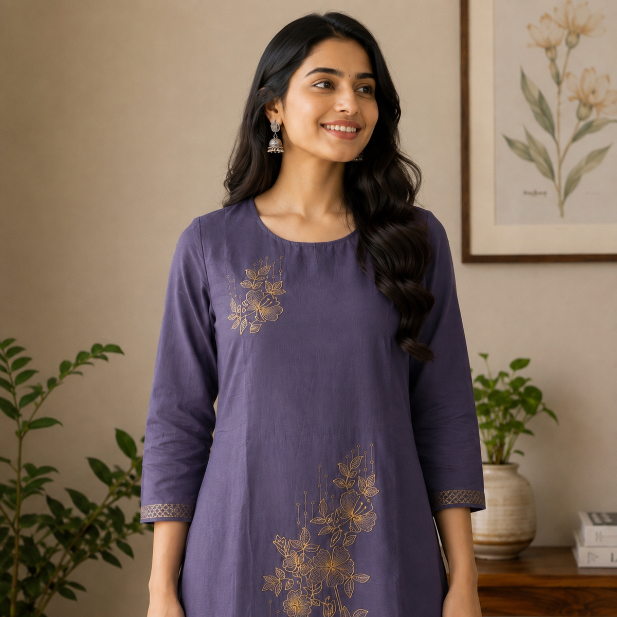 Revanta Aline Malchandheri  Co-ord Set  -Golden Floral Embroidery and Sleeve Detailing