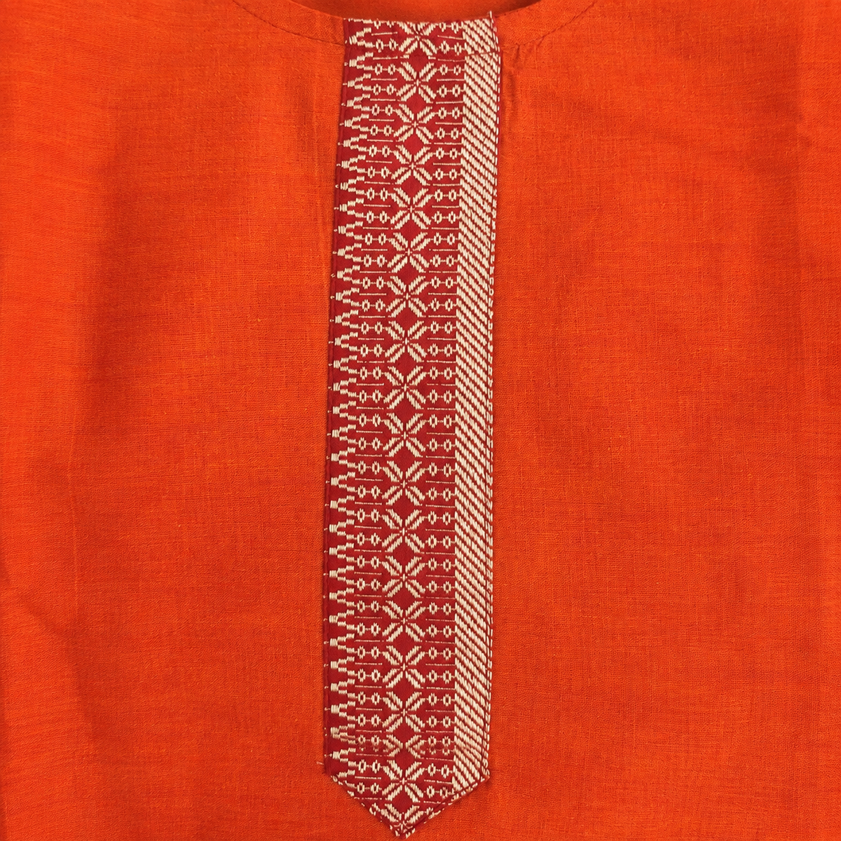 Revanta Orange & Magenta Cotton Kurta Pant Set with One-Sided Dupatta