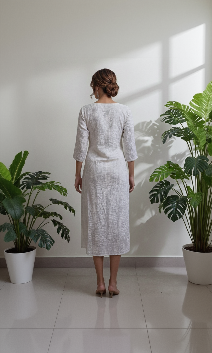 Women’s Premium Crushed Nylon Straight Kurti with Handwork & Inside Lining