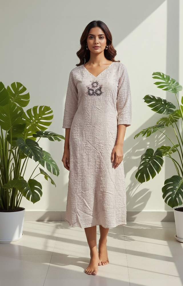 Women’s Premium Crushed Nylon Straight Kurti with Handwork & Inside Lining