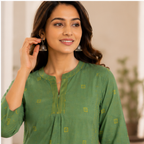 Anvita Green Straight Kurta Pant Set with Subtle Motif Print