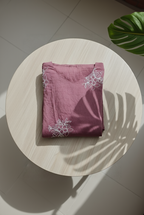 Dusty Rose & Taupe Crushed Nylon Co-ord Set for Women – Embroidered Straight Kurta and Pant for Ethnic Casual Wear