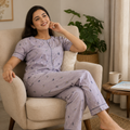 Revanta Women’s Lavender Soft Printed Night Suit – Comfortable Lounge & Sleepwear Set