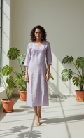 Women’s A-Line Kurti in Crushed Nylon with Bead Handwork and Lining