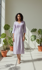 Women’s A-Line Kurti in Crushed Nylon with Bead Handwork and Lining