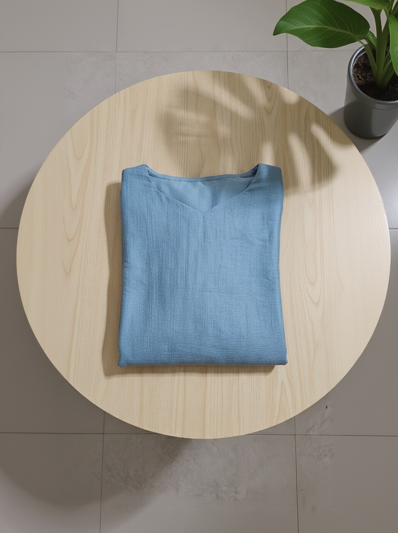 Women's A-Line Kurta Set with Inner Lining – Crushed Nylon Beadwork in Grape Purple & Light Blue