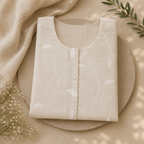 Revanta Off-White Cotton Slub Kurta – Subtle Thread-Work Vine Pattern – Contemporary Chic