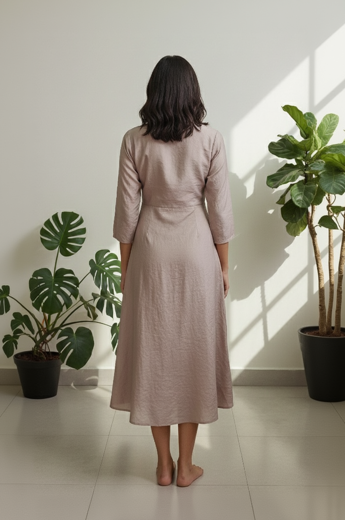 Women’s A-Line Kurti in Crushed Nylon with Bead Handwork and Lining