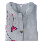 Revanta Cream A-Line Cotton Kurta – Mandarin Collar, Floral Print & Convenient Side Pocket – Elegant Ethnic Wear