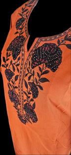 Revanta Rust Orange Embroidered Cotton Kurta
