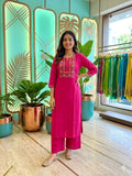 Anvita Fuchsia Pink Cotton Kurta & Palazzo set