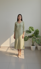 Women’s A-Line Kurti in Crushed Nylon with Bead Handwork and Lining