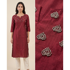 Vertican Maroon A-Line Kurta – Textured Fabric with Handwork Detail – Premium Women's Ethnic Wear