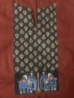 Revanta Maroon Cotton A Line Kurta – Printed Yoke with Traditional Motif Embroidery front & back  3/4 Sleeveless attached inside